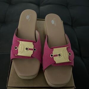 Dr. Scholl's Pink and Tan Mules